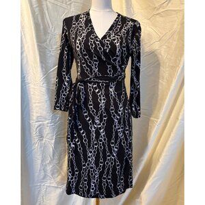 BANANA REPUBLIC  WRAP DRESS BLACK PRINT SMALL NWOT